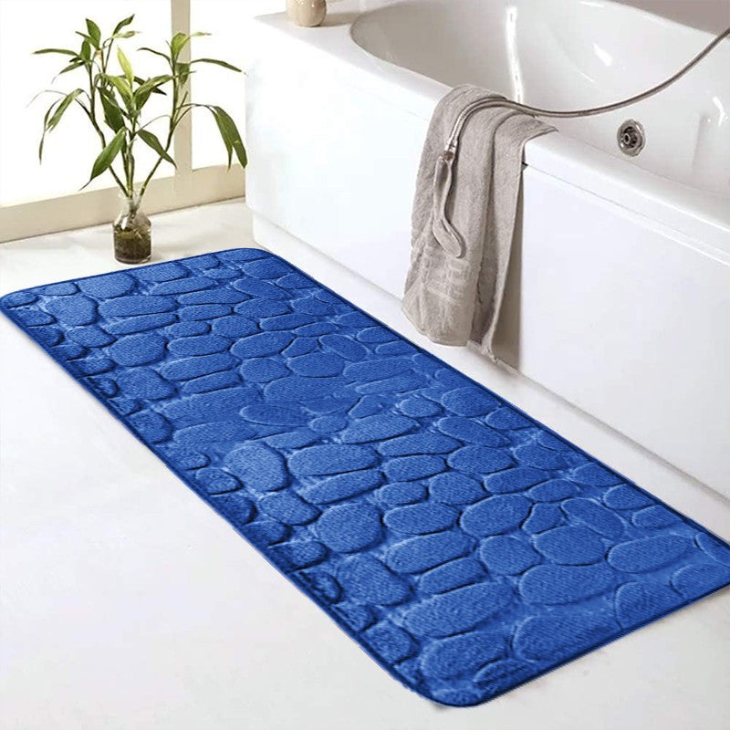 Cobblestone Pattern Memory Foam Bath Mat Non-Slip Absorbent Machine Washable