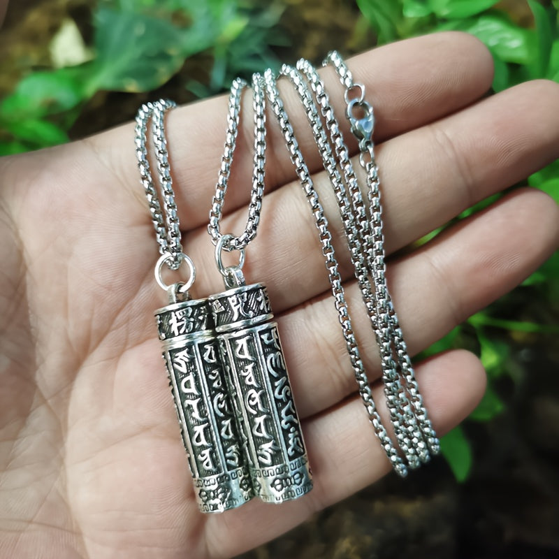 Mysterious Six-Character Pendant Necklace Silver Jewelry for Women