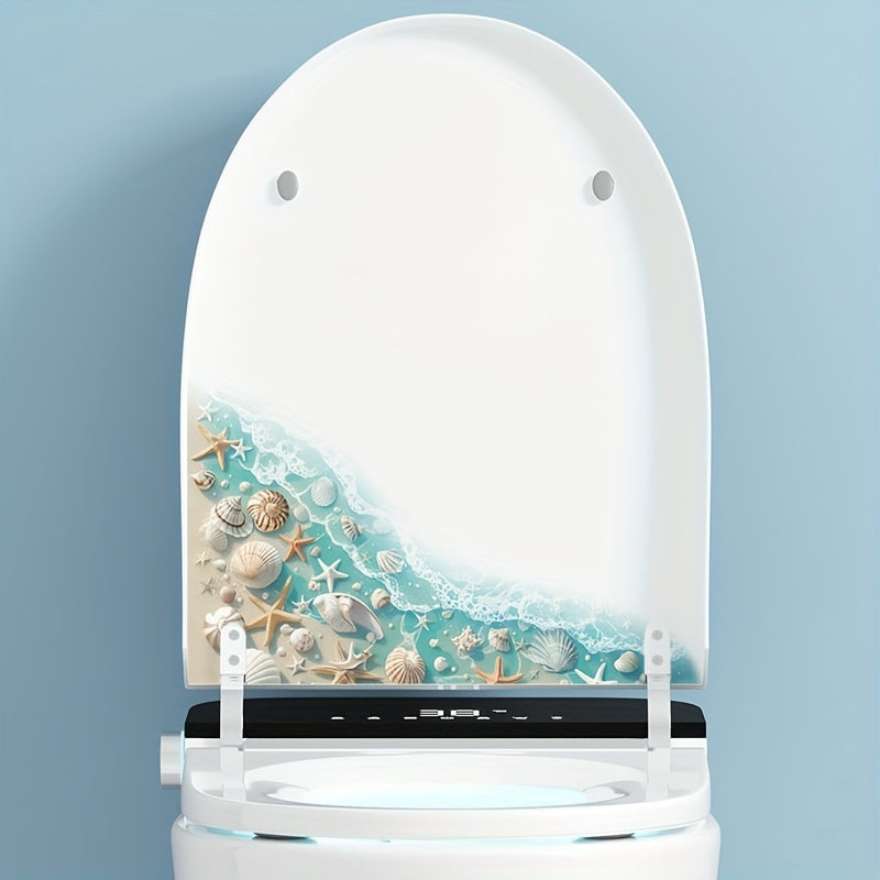Beach Themed Toilet Lid Decal Starfish Conch Shell Bathroom Wall Sticker for Christmas Halloween