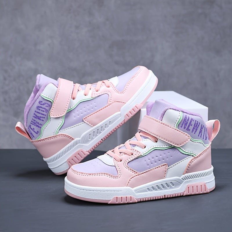 Girls' Winter High-Top Sneakers Fleece Lining Microfiber Synthetic Leather Casual