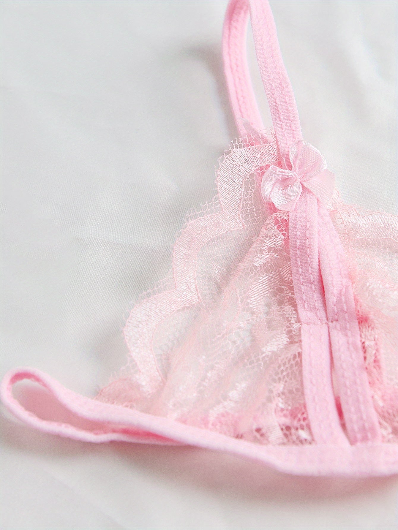 Women's V-Neck Lingerie Set Bra and Open-Crotch Panties Sexy Underwear