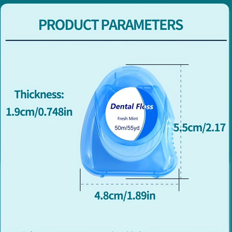 50 Count Fresh Mint Dental Floss Tape Polyethylene Fine Line Cavity Cleaning