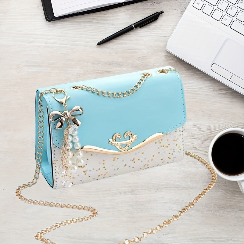 Zinapoyali zanjir va to'quv pendanti bilan zamonaviy ayollar uchun yelka sumkasi, oila, do'stlar va 14-fevral uchun mukammal sovg'a. Xarid qilish va har kuni foydalanish uchun juda mos.