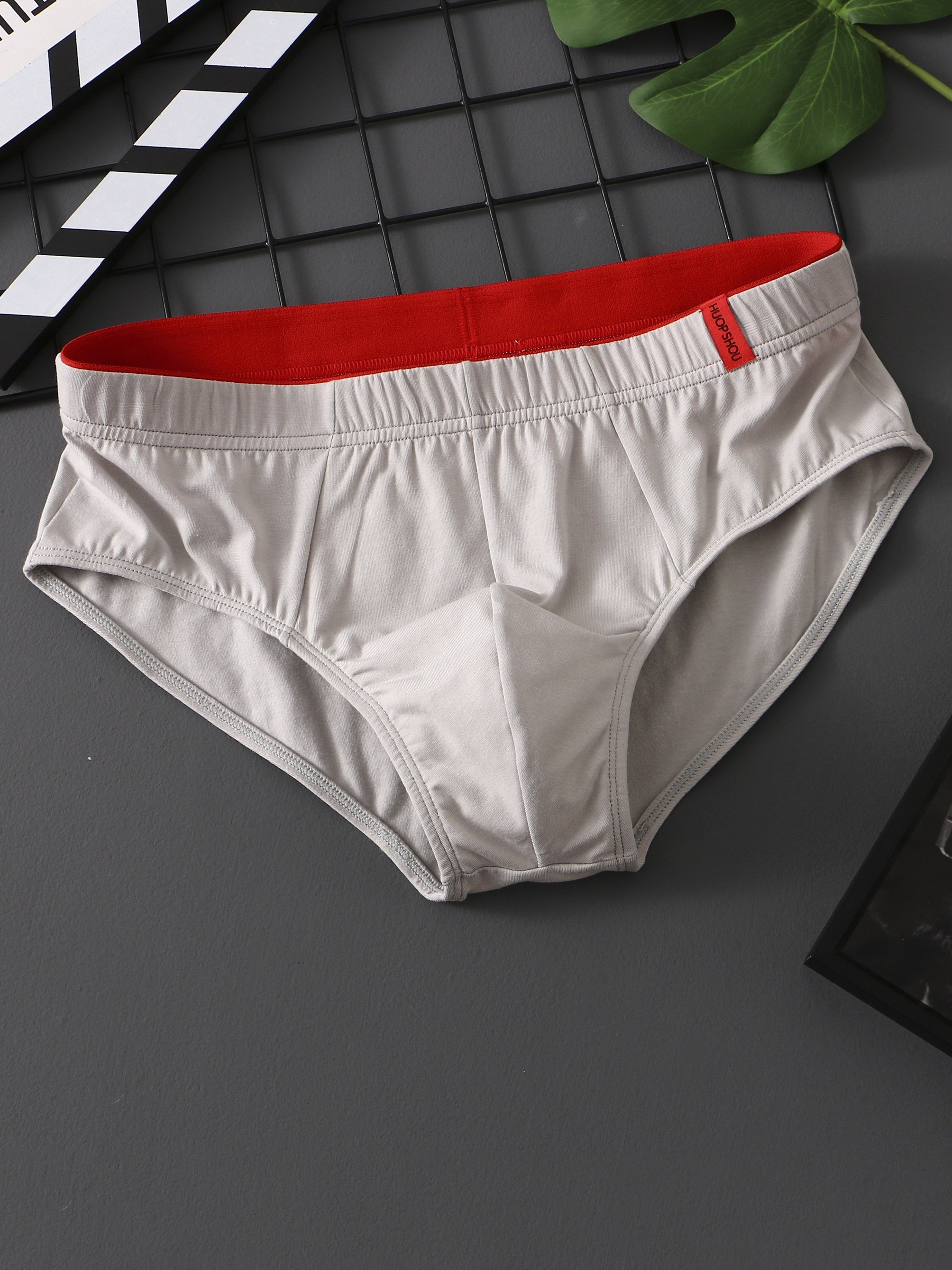 Men's Cotton Briefs 3 Pack Low-Rise Breathable Stretch Solid Colors Elastic Waist Casual Wear