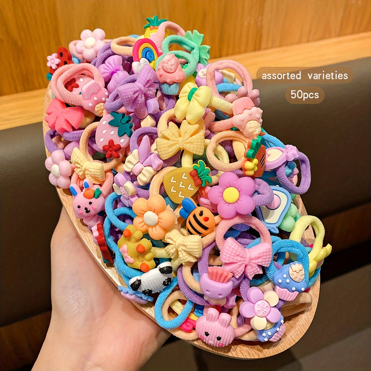 50 Cartoon Style Rubber Bands Hair Accessories for Teen Daily Casual Use