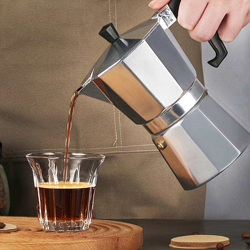 Cafetera moka octogonal de aluminio de 1 pieza para estufa, espresso para exteriores y hogar