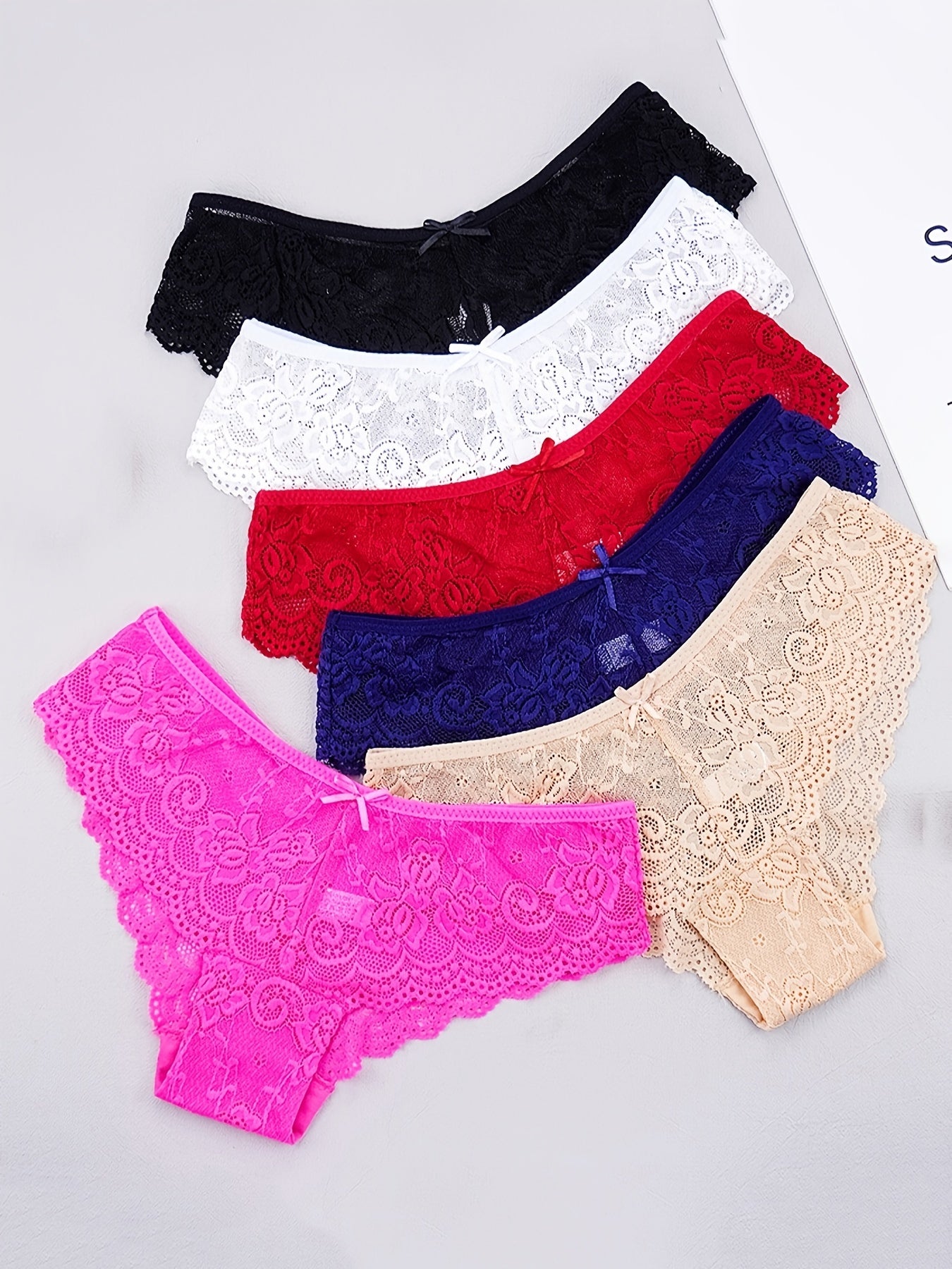 Women's Low Waist Lace Panties 6 Pack Comfortable Seamless Underwear