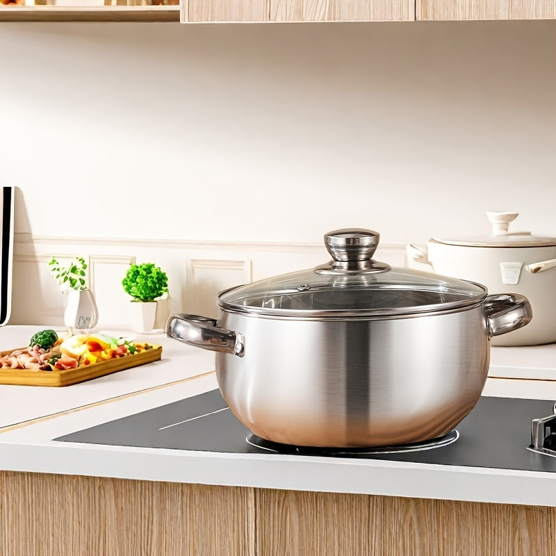 Stainless Steel Cookware Set of 6 Pots with Lids for Induction and Gas Cooking