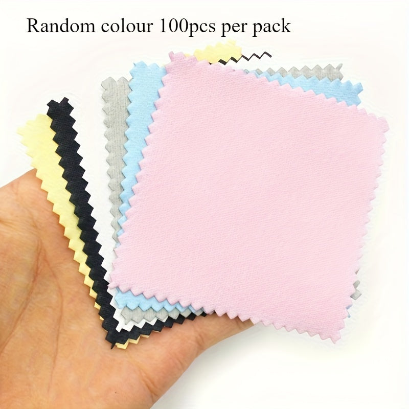 Set of 100 Jewelry Polishing Cloths for Gold and Silver Care Double Velvet Finish