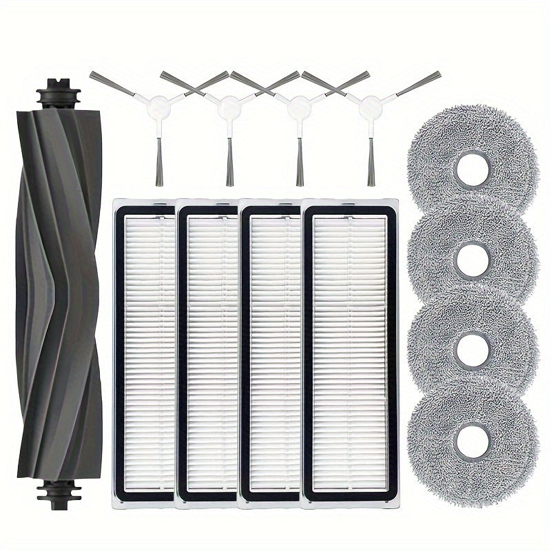 Dreame Bot L10 seriyasi uchun aksessuar to'plami - L10 Prime, L10s Pro va L10 Pro robot tozalagichlari bilan mos keladigan asosiy cho'tka, yon cho'tka, HEPA filtri va mopa mato xususiyatlari.