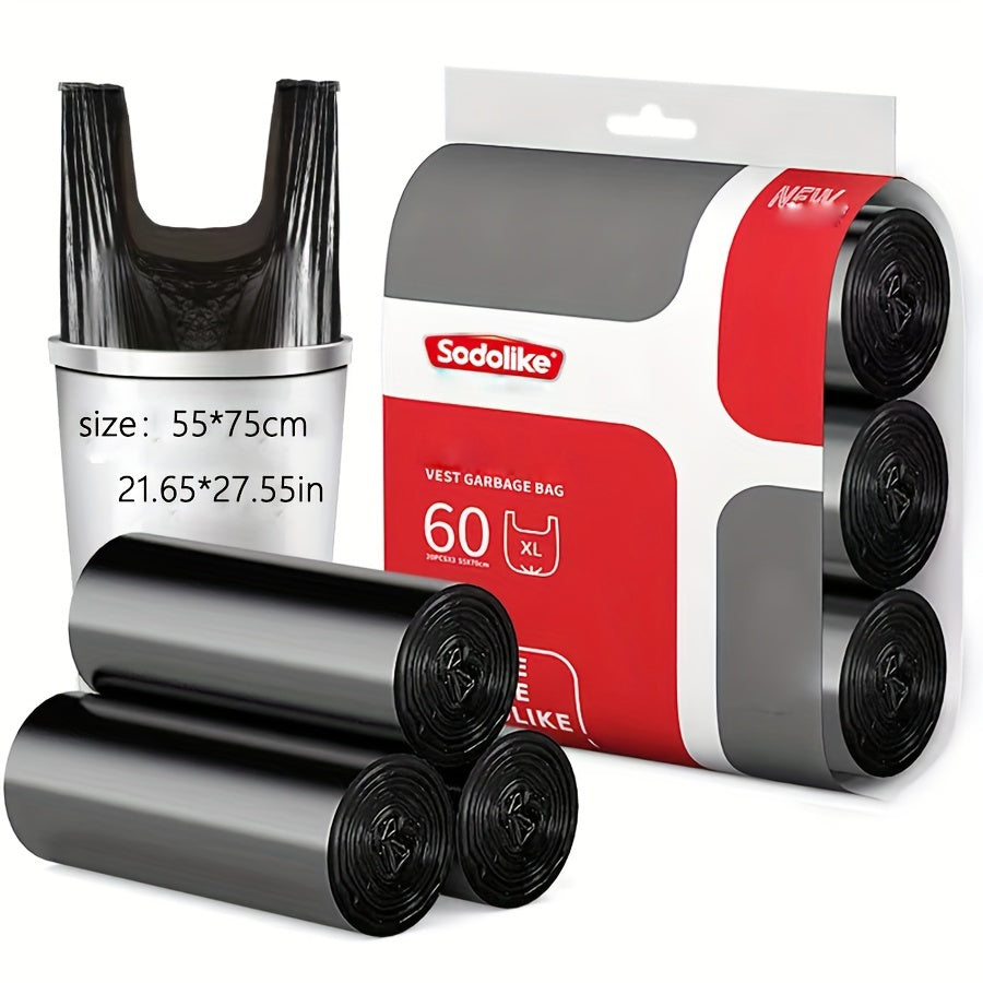 Ko'p maqsadli Polietilen Axlat Sumkalari - Mustahkam Bir Martalik Axlat Sumkalari, 60/100 Paket, Suv O'tkazmaydigan, Uy va Ofisda Foydalanish uchun Qalinlashtirilgan - O'lchamlar: 54.99*69.98sm va 49.99*65.0sm