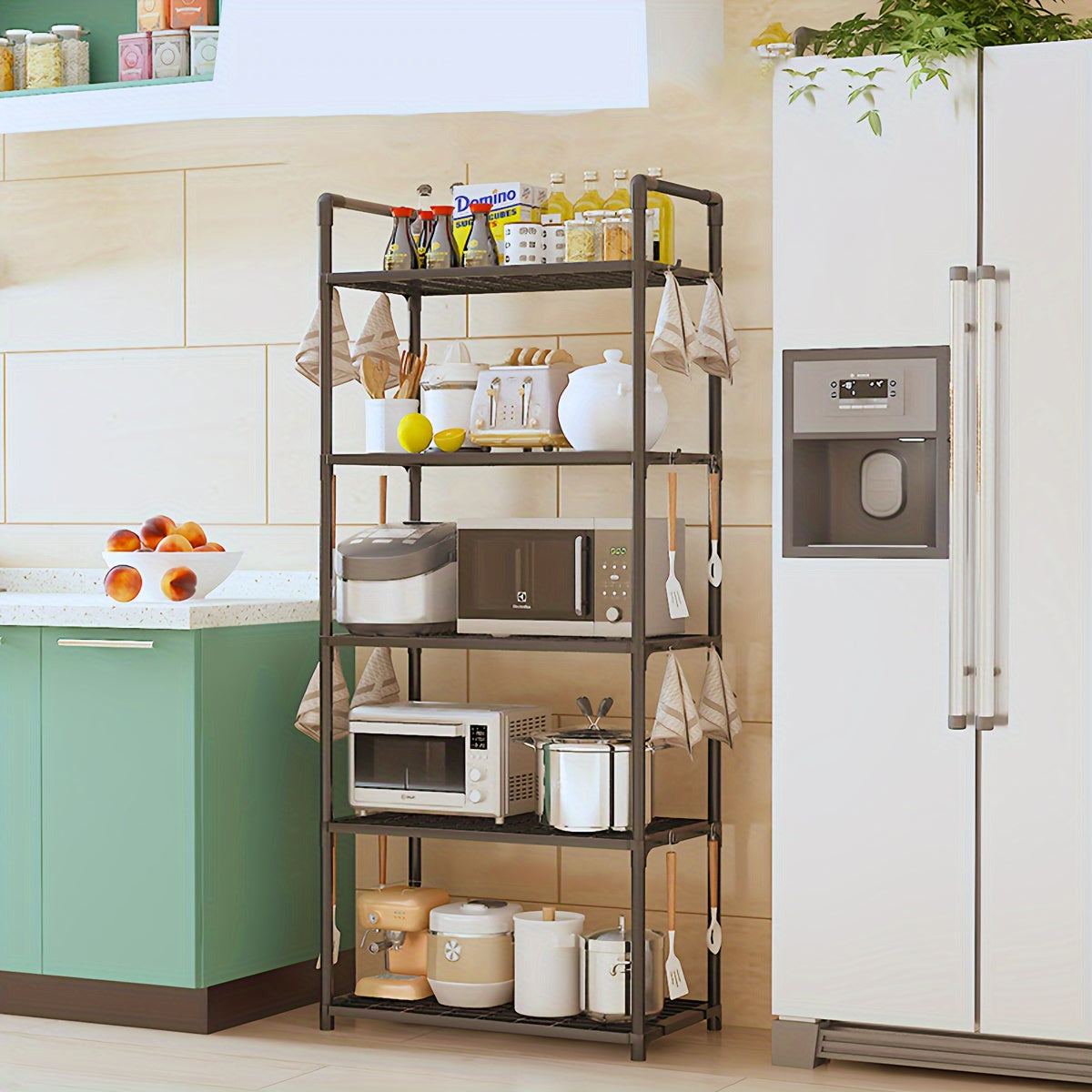 Kitchen Storage Rack for Microwave Oven Electric Rice Cooker and Fruit Vegetable Organizer Shelf