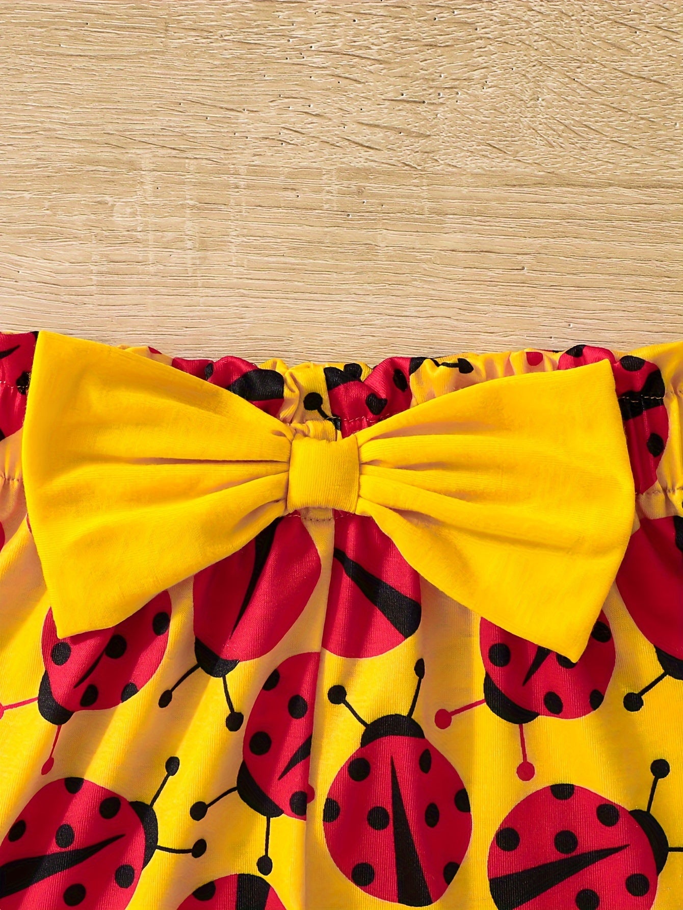 Baby Girl Summer Outfit Ruffle Sleeve Graphic T-Shirt and Ladybug Shorts Set