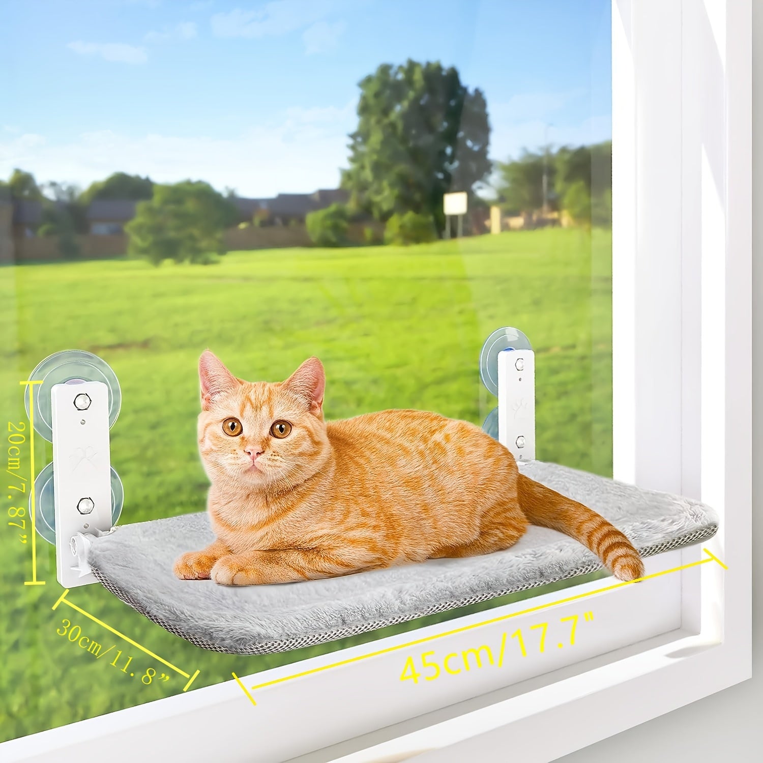 Foldable Cat Window Perch Hammock with Steel Frame Suction Cups Reversible Indoor Sunbathing Bed