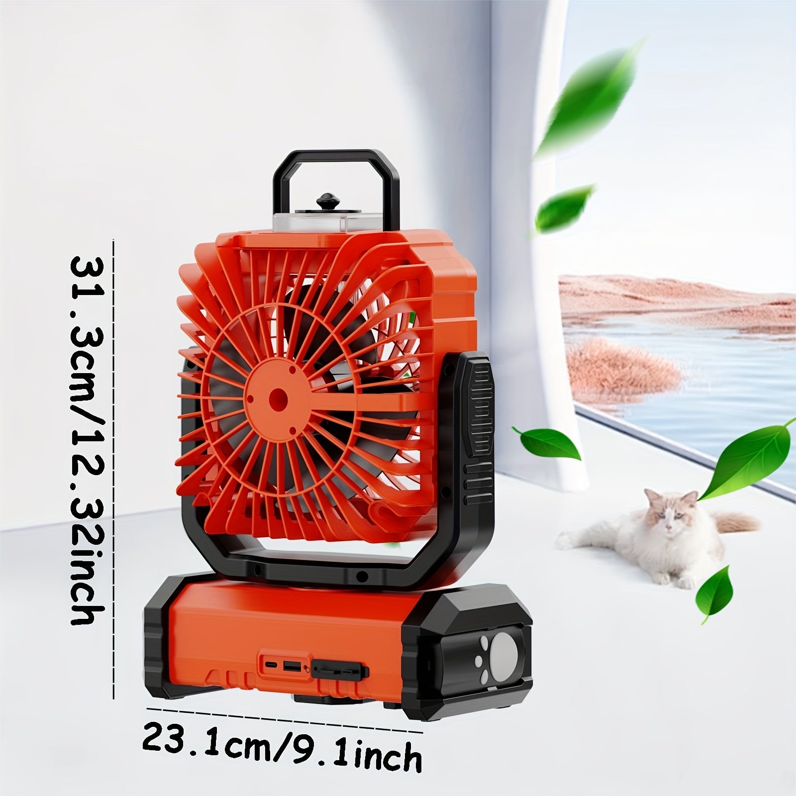 Portable RV Fan with LED Display Remote Control 5-Speed Cooling Large Water Bottle