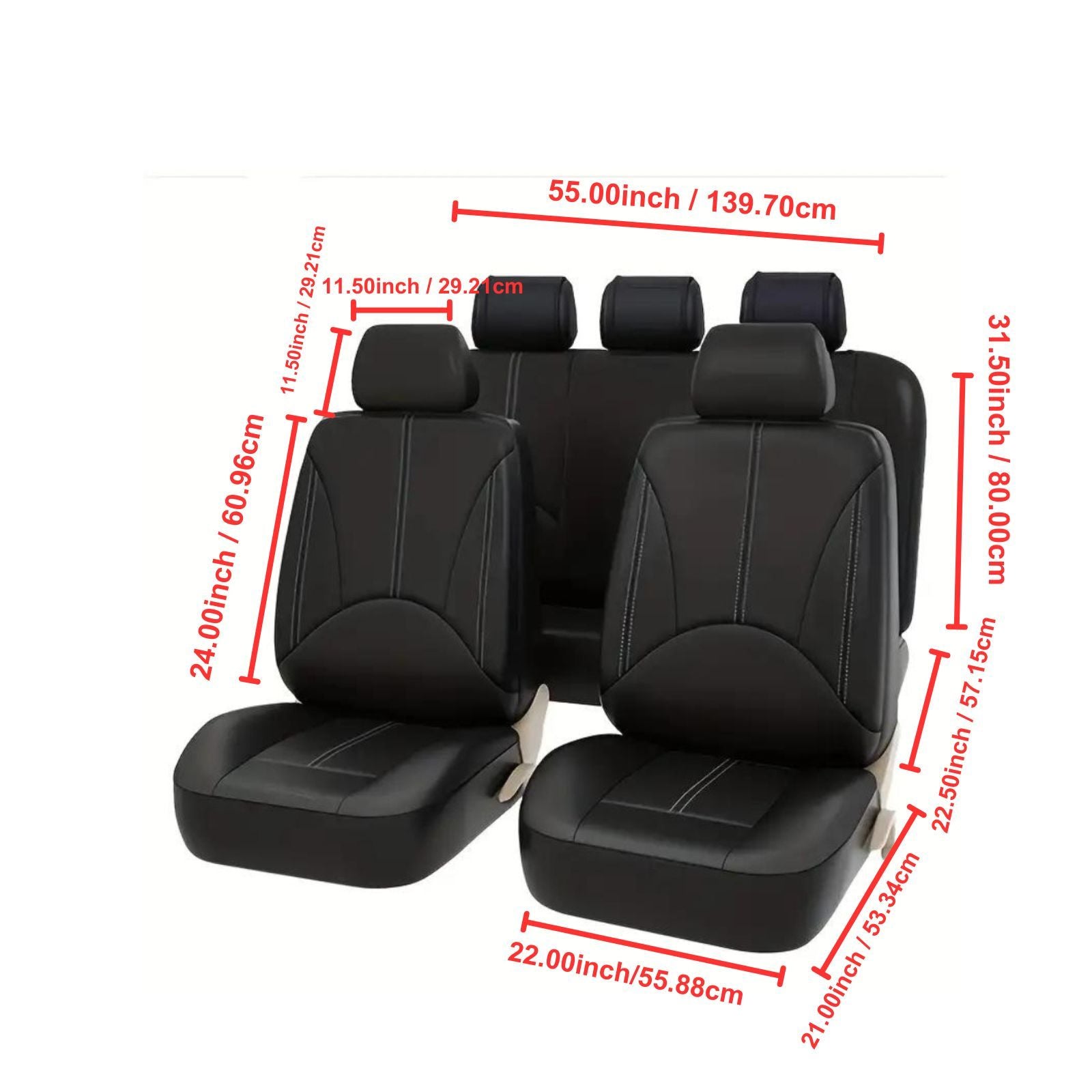 9-Piece PU Leather Car Seat Cover Set Universal Fit Airbag Compatible
