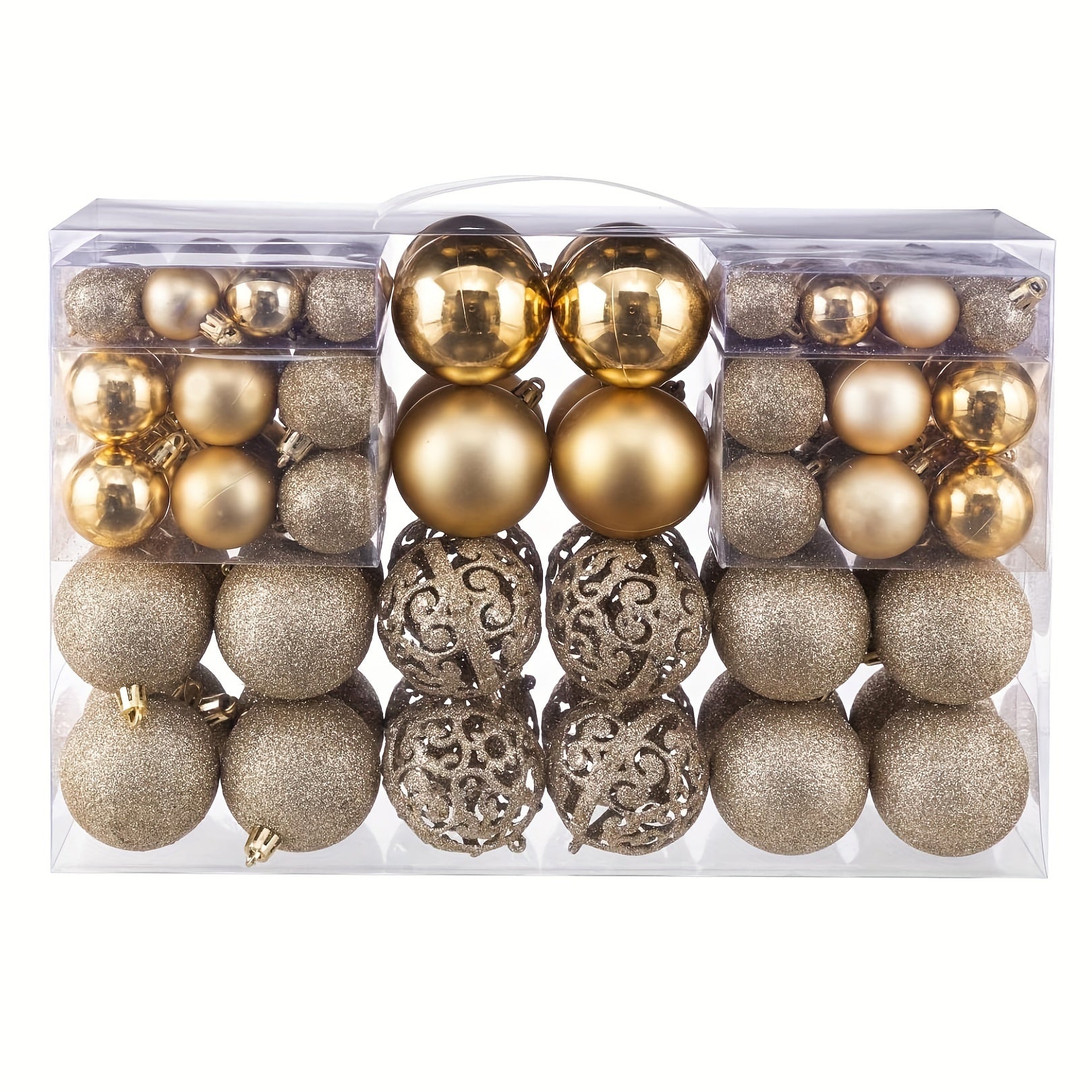 Set de 100 bolas de Navidad de plástico irrompibles en caja de regalo