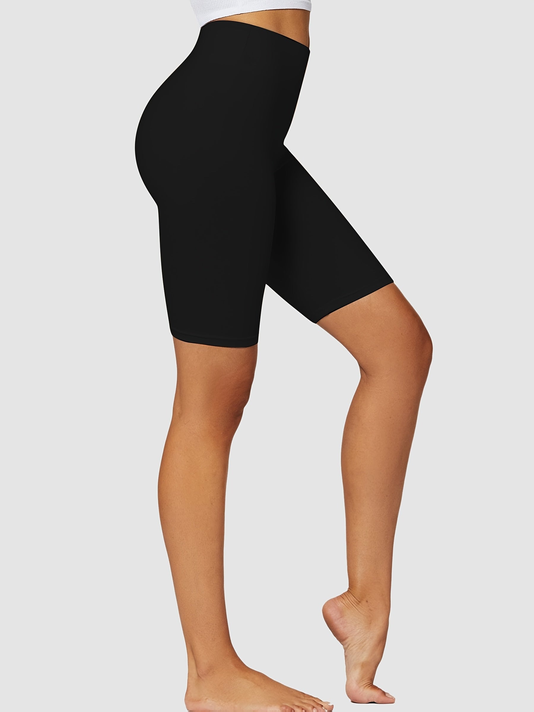 Plus Size High-Waisted Cycling Shorts Butt-Lifting Purple Elastic Fitness