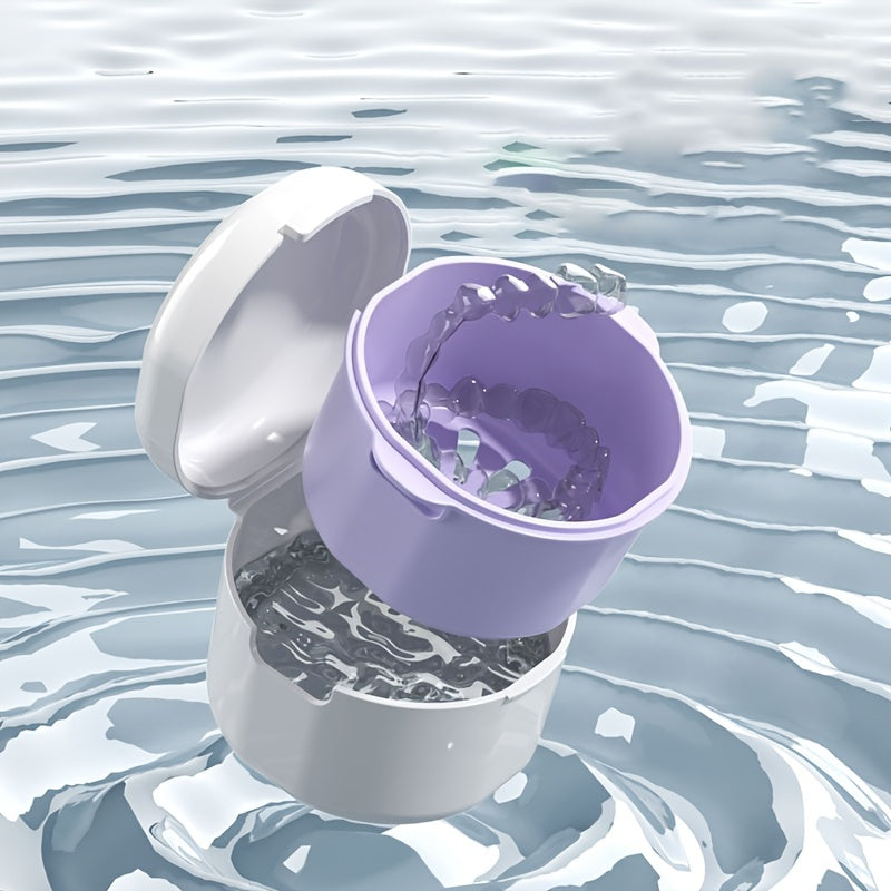 Portable Denture Case Double-Layer Drainage Travel Storage Box