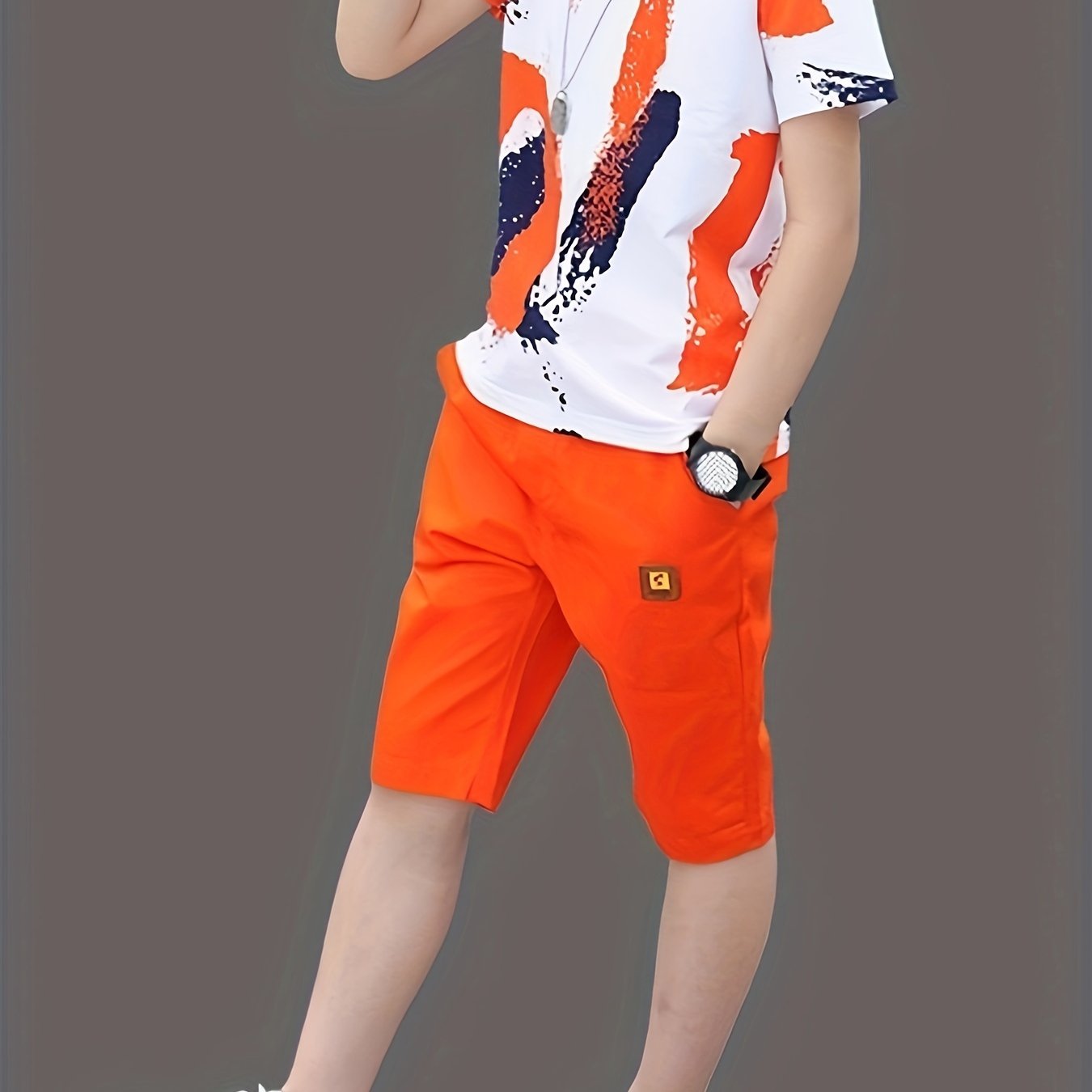 Boys Summer Sportswear Set Cotton Letter Print Shorts T-Shirt Casual Outdoor