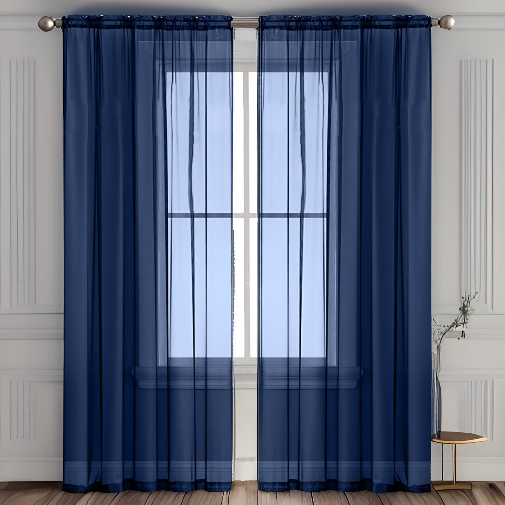 Sheer Polyester Curtain Panel for Bedroom and Living Room Light and Airy Fabric Rod Pocket Top