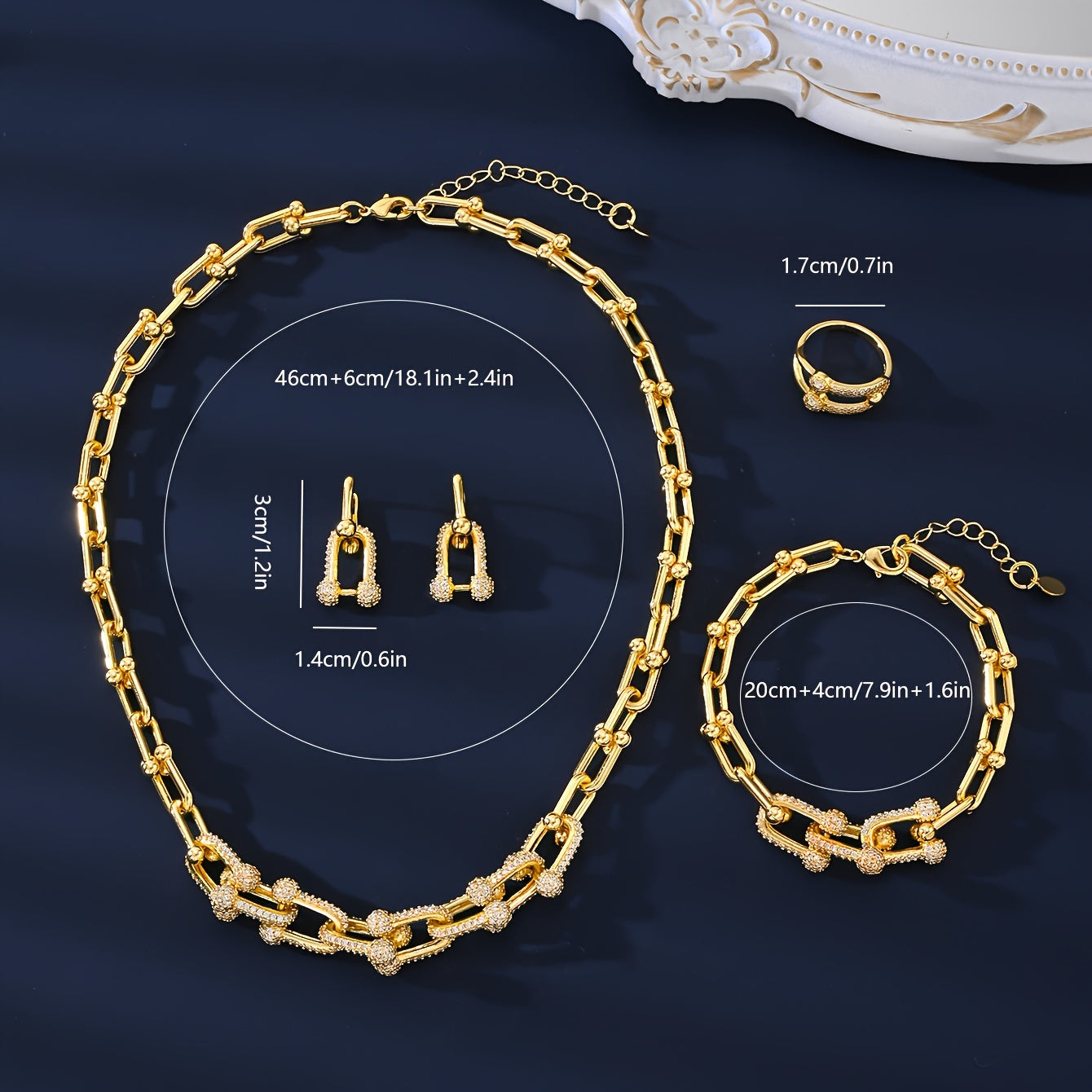 Luxury Zirconia Jewelry Set for Weddings Engagements and Daily Wear 4 Pieces