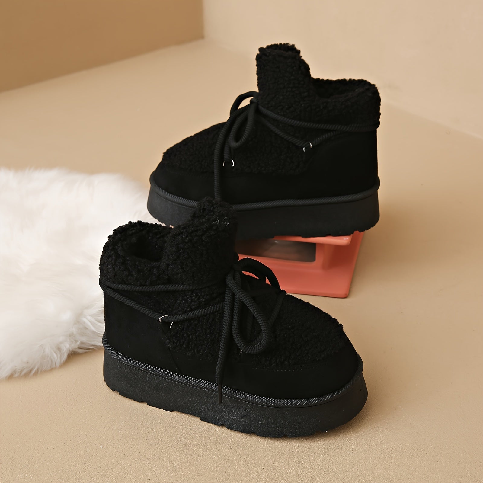 Women's Faux Fur Winter Snow Boots Plush Lined Thick Sole