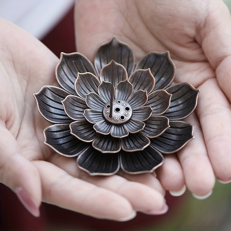 Metal Incense Burner Plate with Lotus Censer Zen Aroma Diffuser for Yoga Studio or Home Decor