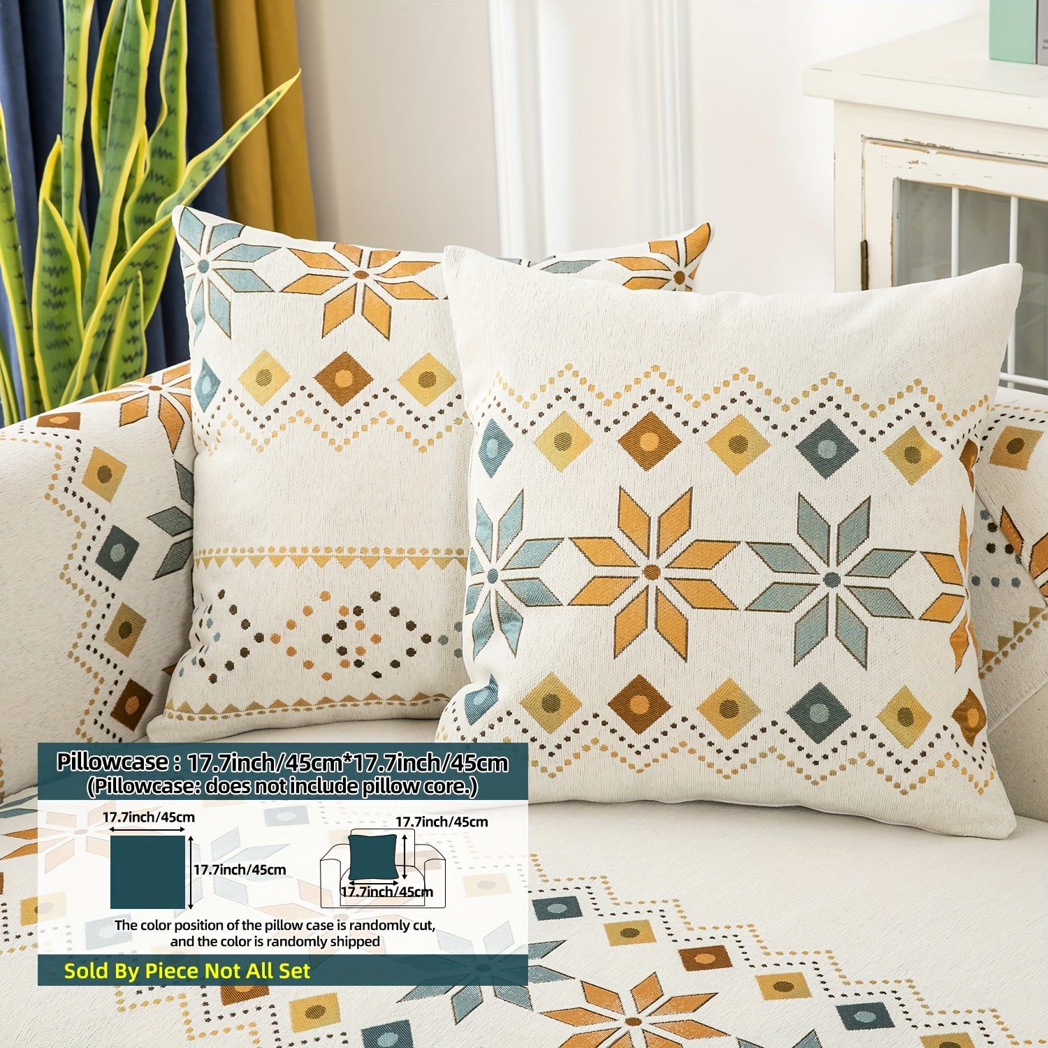 Bohemian Chenille Sofa Slipcover with Geometric and Floral Patterns for All-Season Use