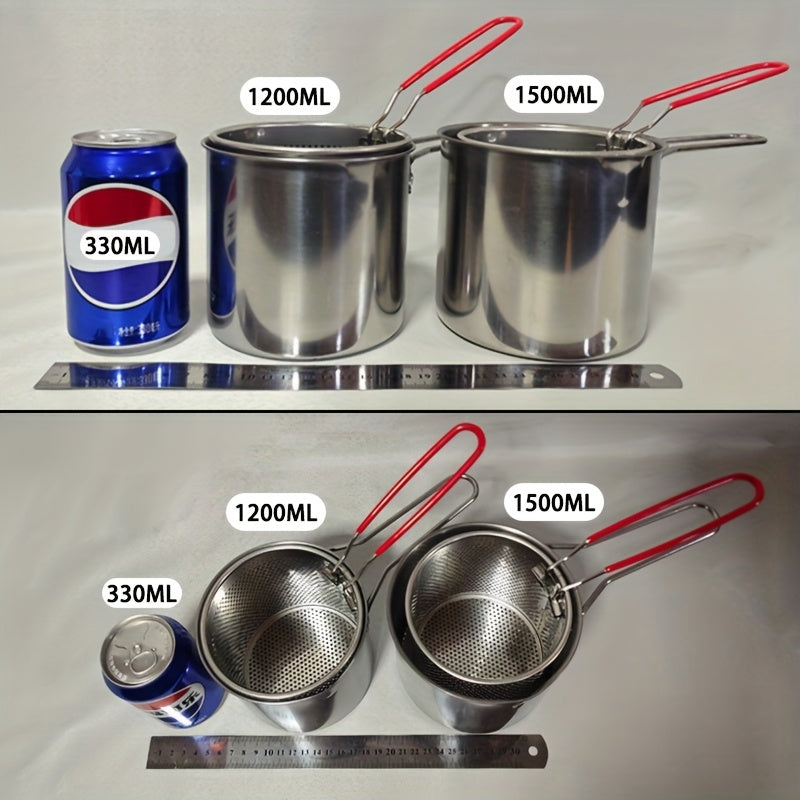 Freidora de acero inoxidable de 1 pieza, 1.7L para estufa de gas por inducción, duradera para exteriores