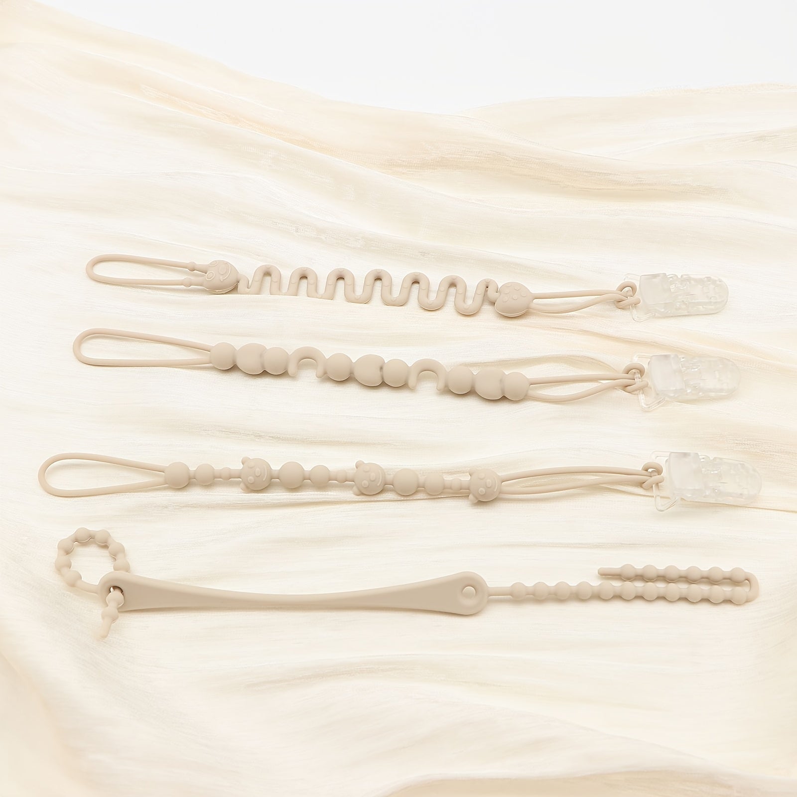 4-Pack Silicone Toy Straps for Binkies and Teethers Adjustable Multicolor