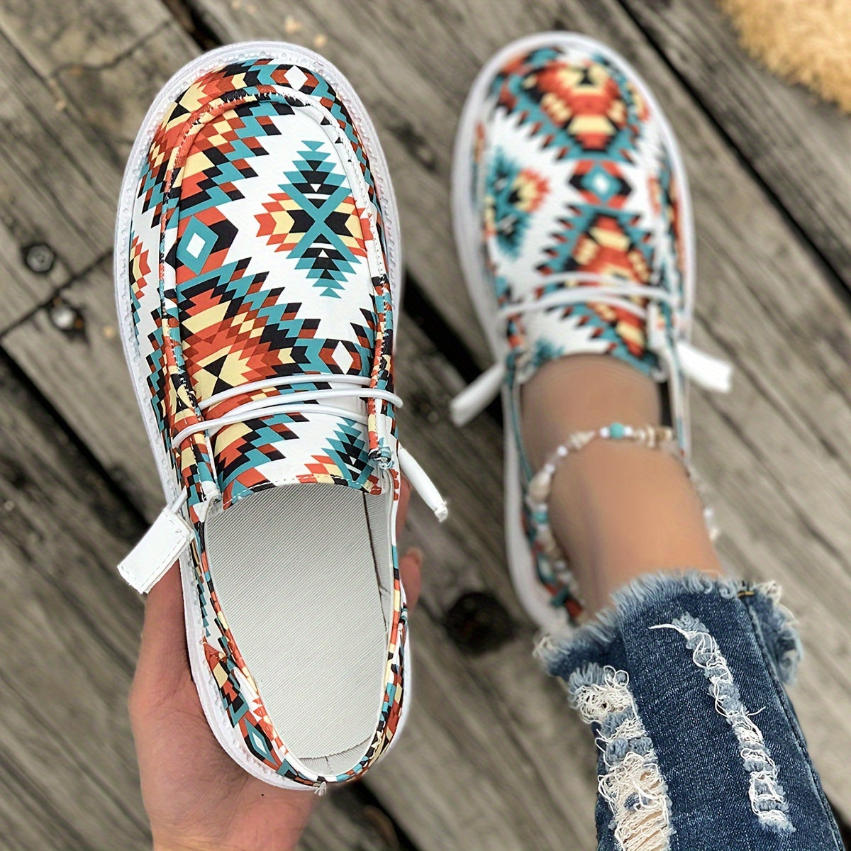 Women's Sneakers Breathable Geometric Pattern Casual Semi-Formal