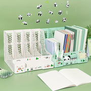 Desktop File Organizer with Panda Theme 4 Slots Detachable Tiered Shelves PP Material Office Storage