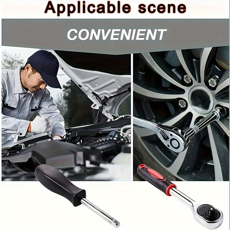 46-Piece Tool Kit 1/4 Inch Drive Ratchet Wrench Socket Set Car Repair