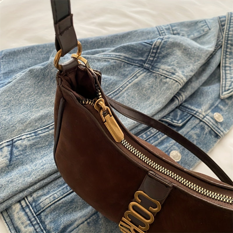 Новинка: черная винтажная сумка-седло для женщин, 2024, легкая сумка через плечо с регулируемым ремнем, застежка на молнии, отделка краев.