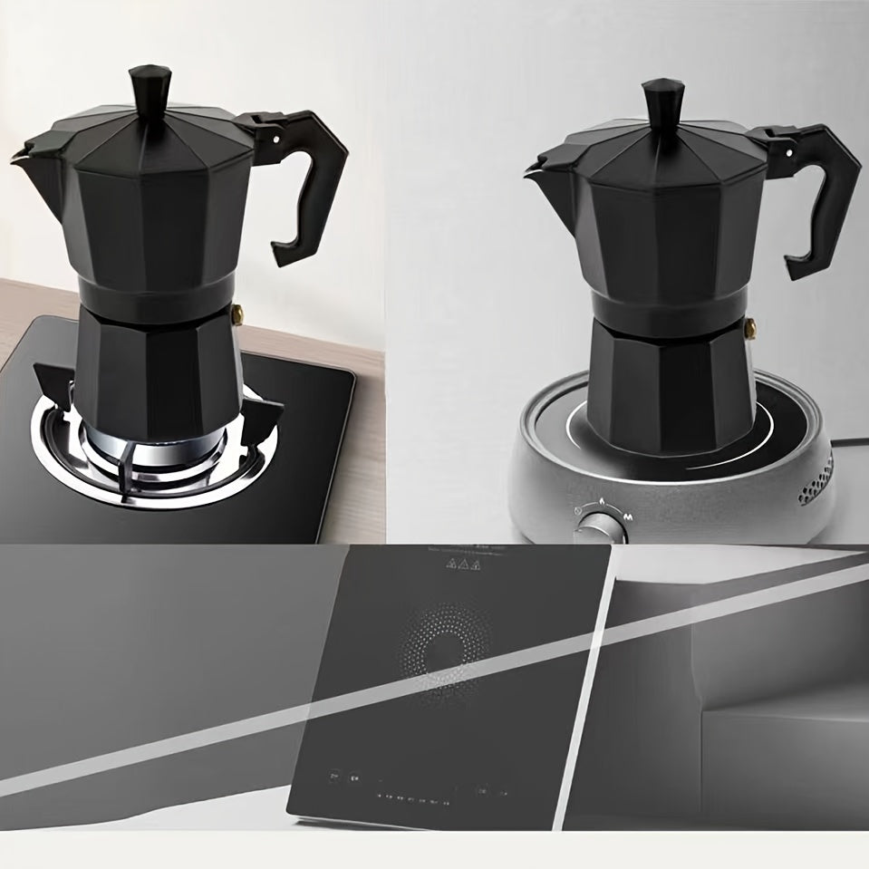 150ml Alyuminiy pechka uchun qahva qozoni, mat finish, qayta ishlatiladigan filtr, Espresso uchun
