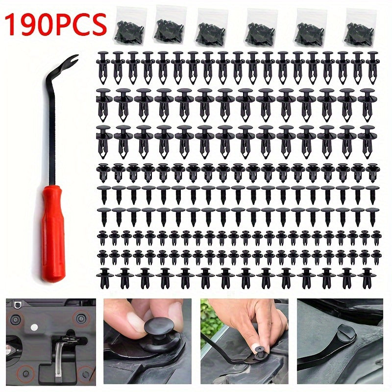 190pcs Auto Plastic Bumper Clips Fixing Nail Kit Car Body Rivets Fasteners