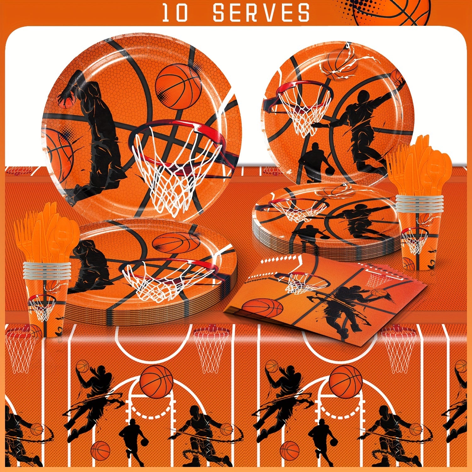 Basketball Court Design Plastic Tablecloth 129x220 cm Rectangular Sports Theme Party Decor