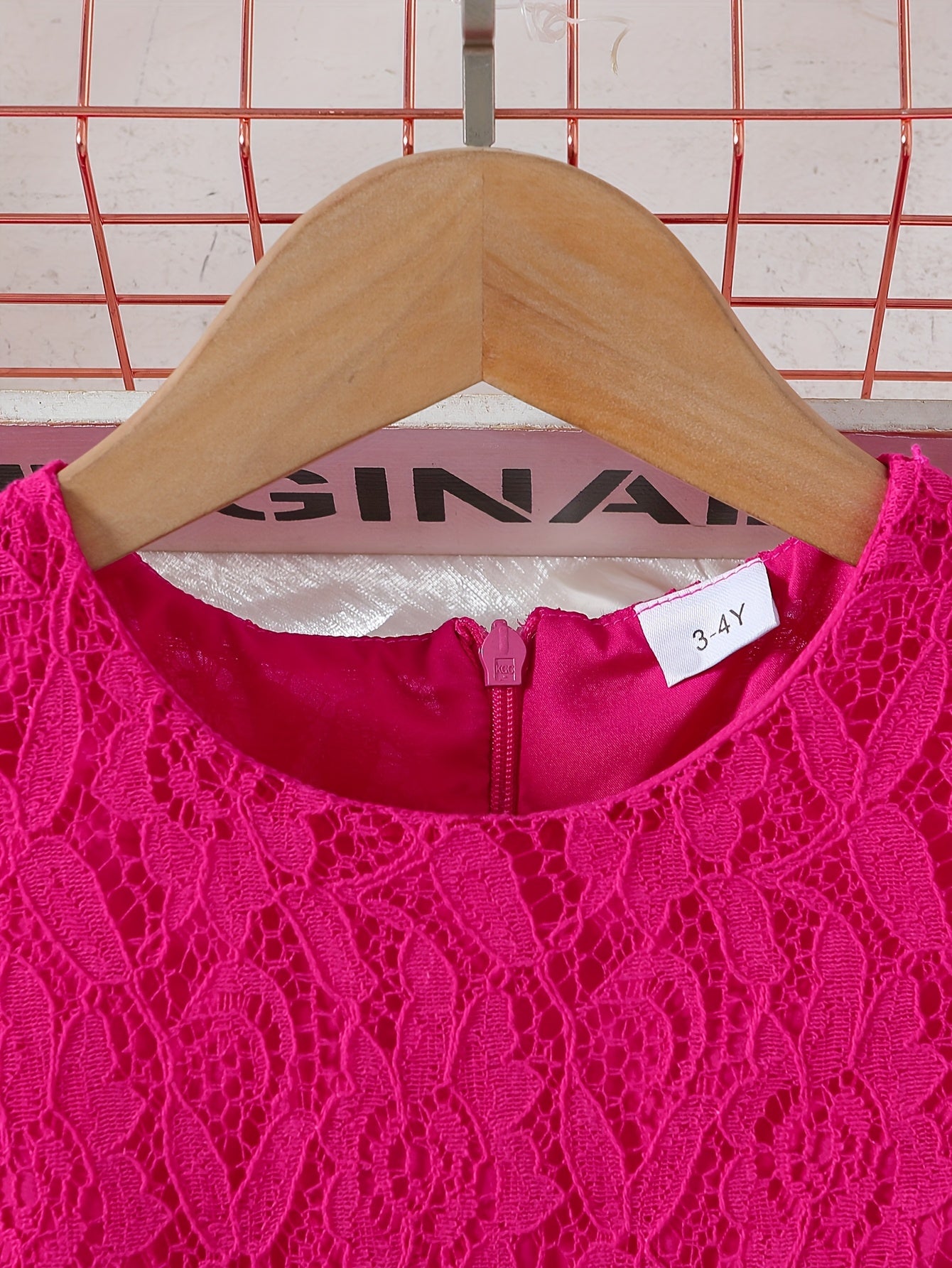 Girls' Summer Dress with Lace Detail Belt Flutter Sleeves Knee Length Fit and Flare Solid Polyester