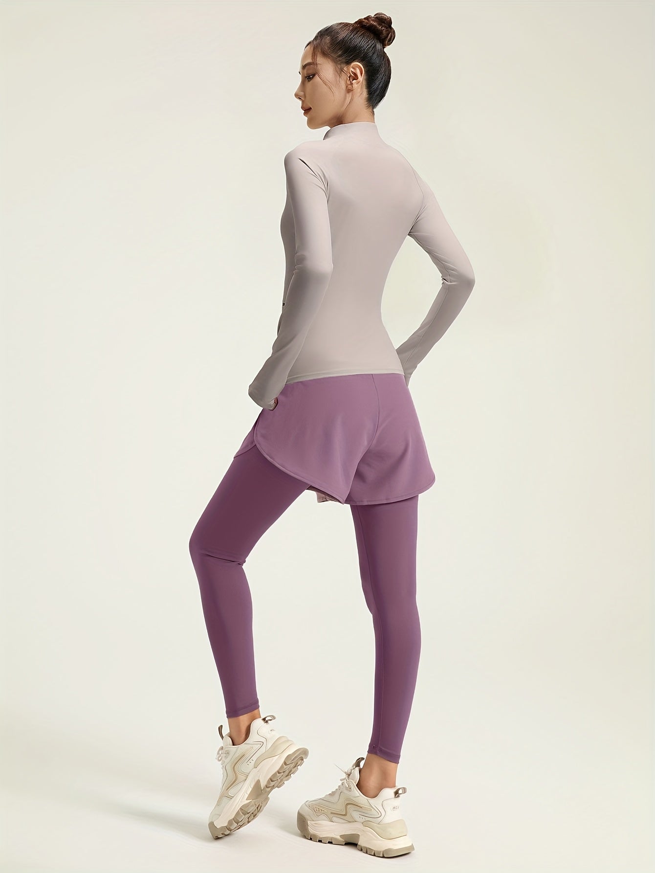 Women's Athletic Set with Colorblocked Yoga Suit Long Leggings and Slim Fit Sports Top