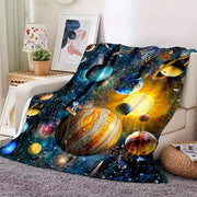 Space Design Flannel Throw Blanket Warm Comfortable All Seasons Durable Polyester