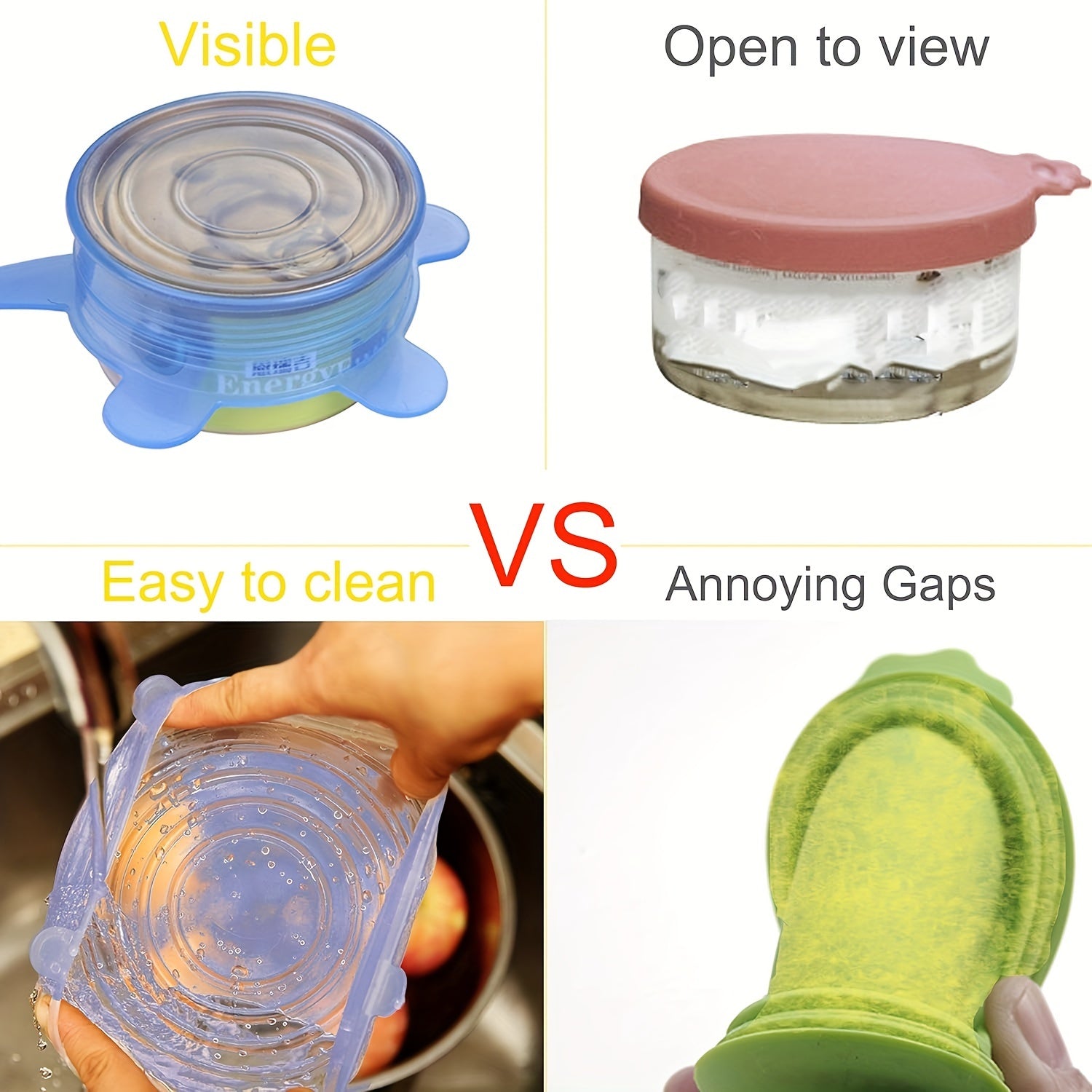 Flexible Silicone Lids for Pet and Food Cans, Fits 3 Sizes, Preserves Freshness