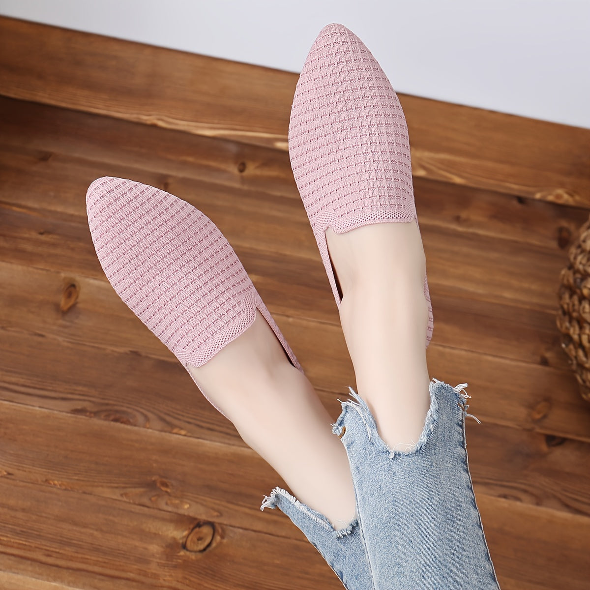Women’s Breathable Fabric Flat Shoes Casual Pointed Toe Loafers