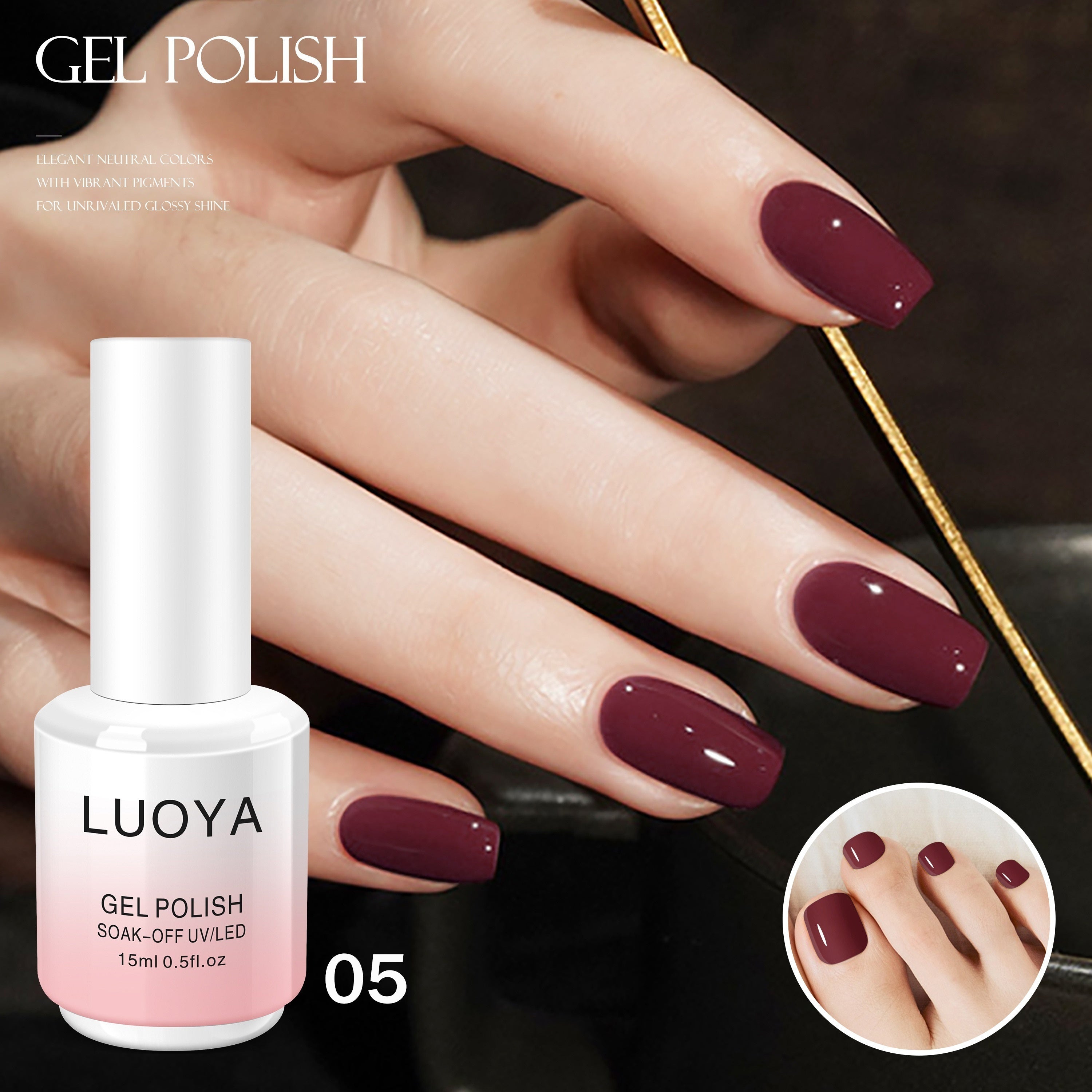 Gel Nail Polish 15ml Solid Gel Soak Off for Nails Spring Summer Pink Purple Green