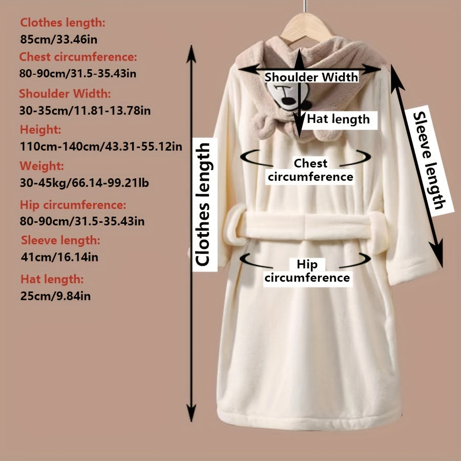 Bolalar uchun yumshoq koral fliys bathrobe, kapuchonli, multfilm ayiq dizayni va qalin issiqlik. Mashinada yuvish mumkin va barcha fasllar uchun mukammal.