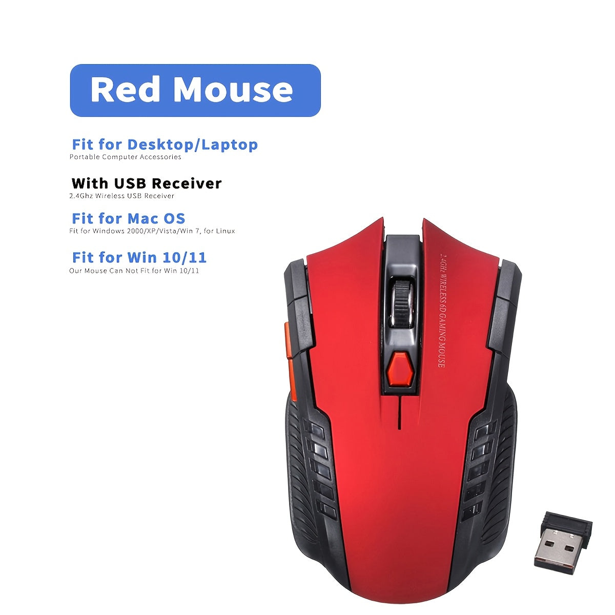 Wireless Gaming Mouse with 2.4GHz USB Nano Receiver Battery Powered for PC Mac Laptop Chromebook