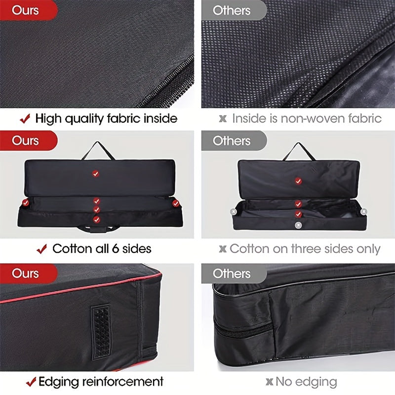 10mm Oxford Nylon Keyboard Bag with Full Cover, Padded Shoulder Straps, Zippered Pockets, Reflective Strips Black
