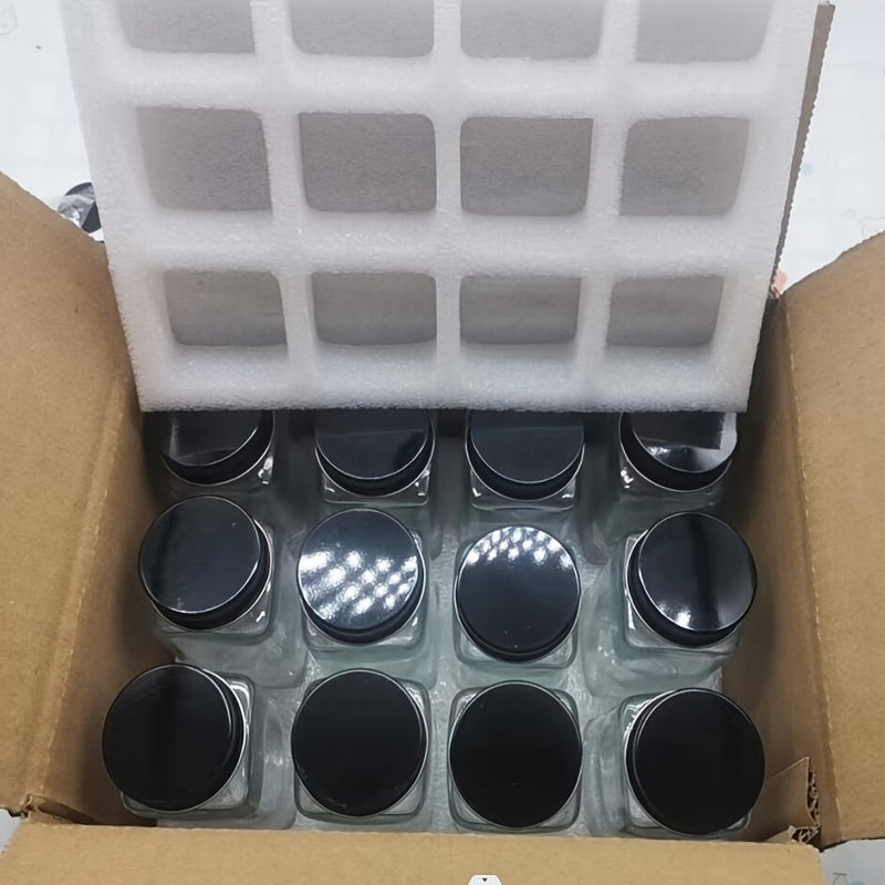 6/12 Glass Spice Jars with Wooden Lids and Aluminum Caps for Kitchen Storage