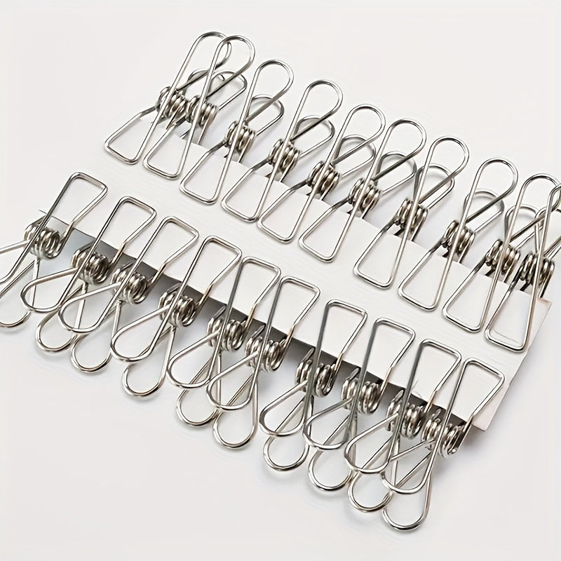 Set of 30 Stainless Steel Clothes Pins Small Pegs for Home Kitchen Outdoors Travel Office
