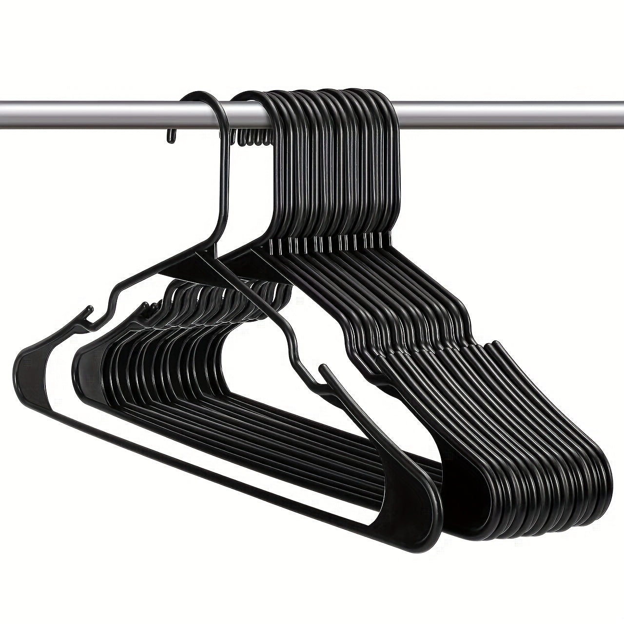 Set of 10 Non-slip Plastic Clothes Hangers Black White Space-saving Household Racks